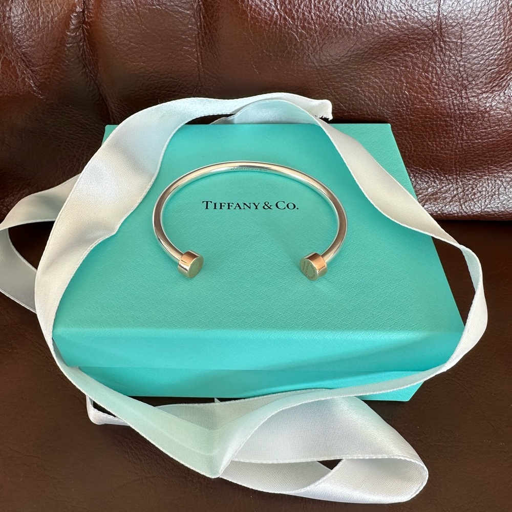 Tiffany Rubedo & Silver Circle Edge Cuff Bracelet